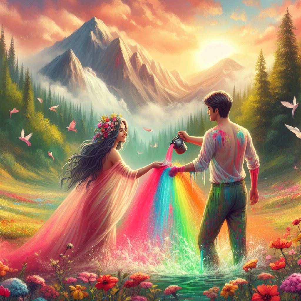 Lovers in Holi