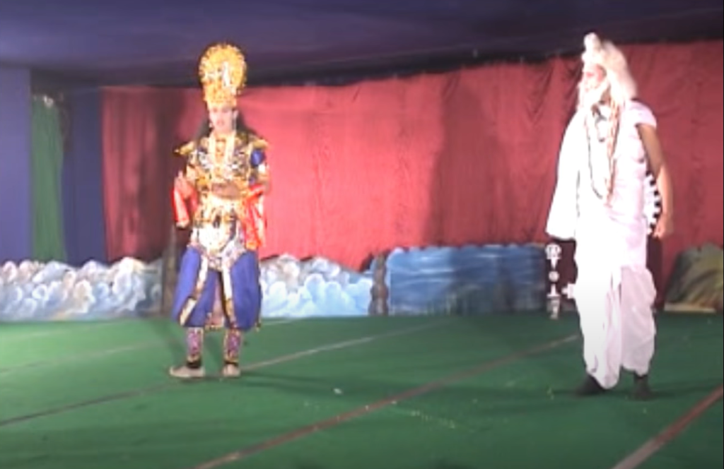 A scene from the play King Harishchandra played by the students of a public school in Varanasi.